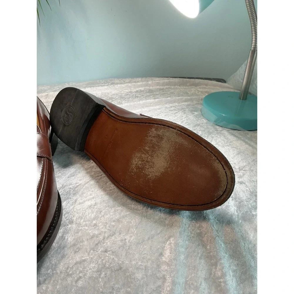 Samuel Windsor Men's Brown Leather Penny Loafers Dress Shoes Size 10 Classic EUC